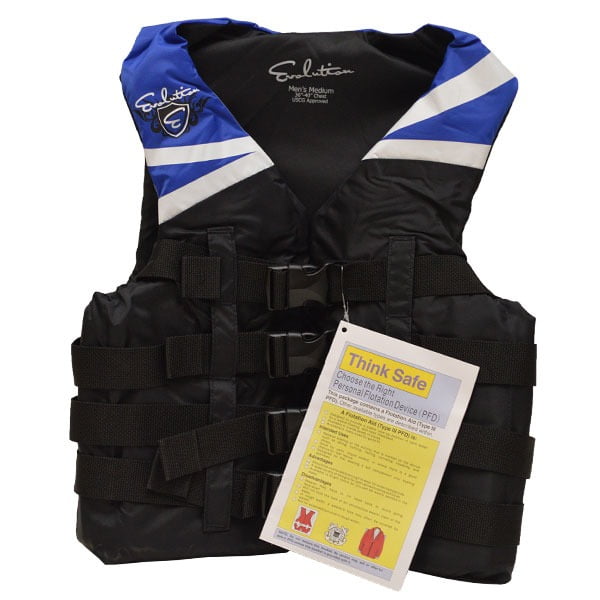 Evolution Boat Life Jacket 112432-500-030-12 | Mens Medium Black Blue