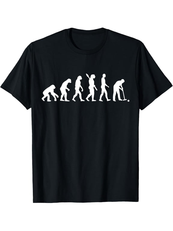 Evolution Croquet T-Shirt men and women can wear, black, white, gifts