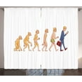 thumbnail image 1 of Evolution Curtains 2 Panels Set, Cartoon Ape to Man Composition of Caveman to Businessman Graphic, Window Drapes for Living Room Bedroom, 108"W X 108"L,Pale Orange and Multicolor, by Ambesonne, 1 of 3