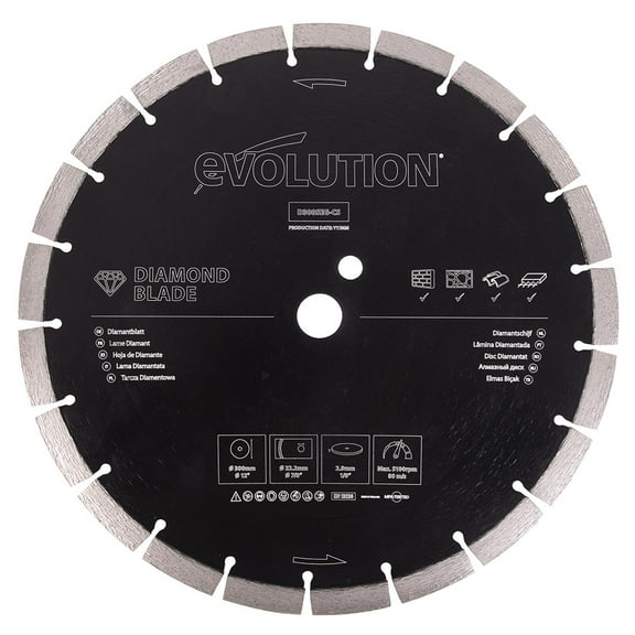 Evolution D300SEG-CS2 | 12 In. | Segmented Edge | 1 In. Arbor | Concrete, Stone, Brick Cutting Diamond Blade