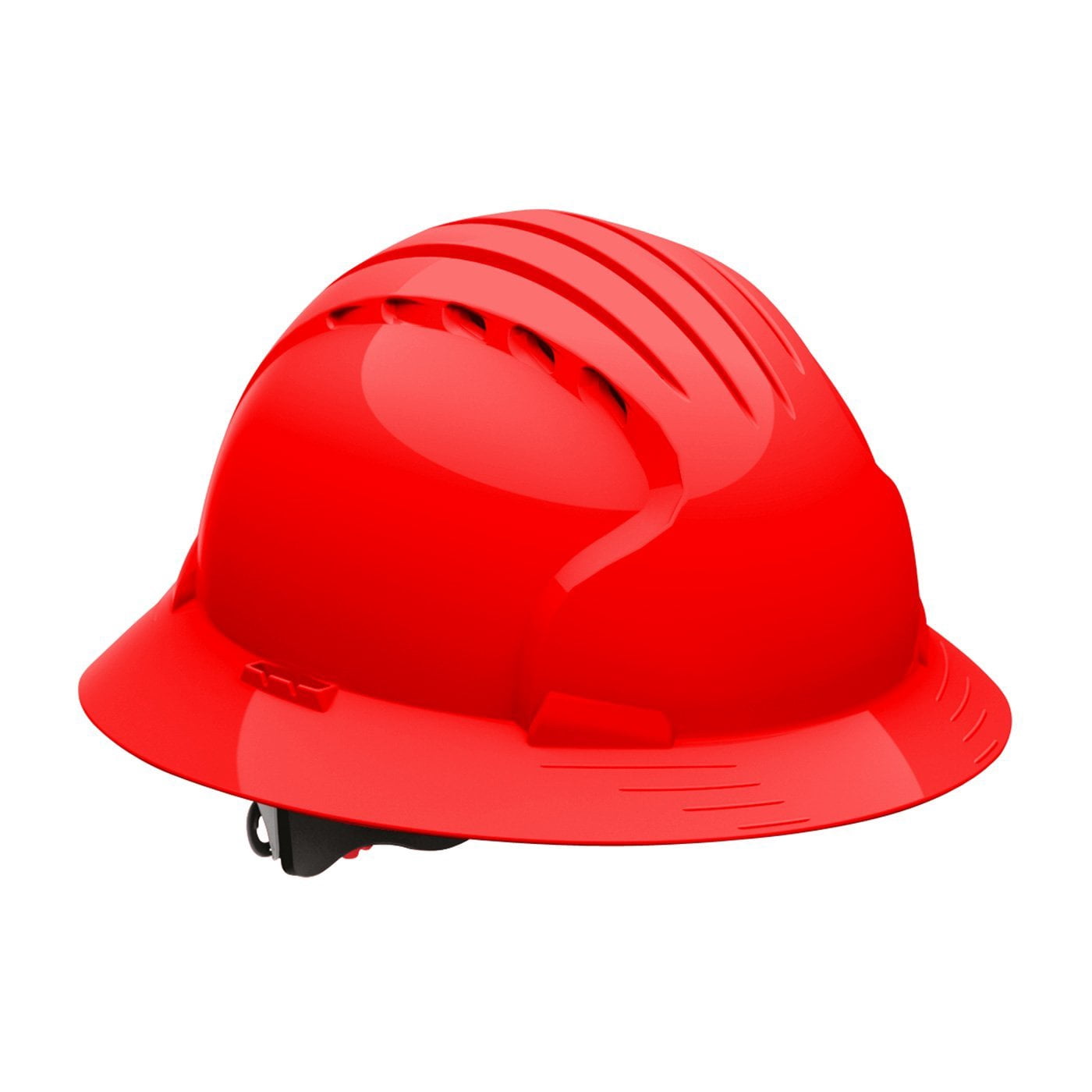 Evolution Deluxe 6161 280-EV6161-10 Full Brim Hard Hat with HDPE Shell, 6-Point Polyester Suspension and Wheel Ratchet Adjustment VENTED, Red