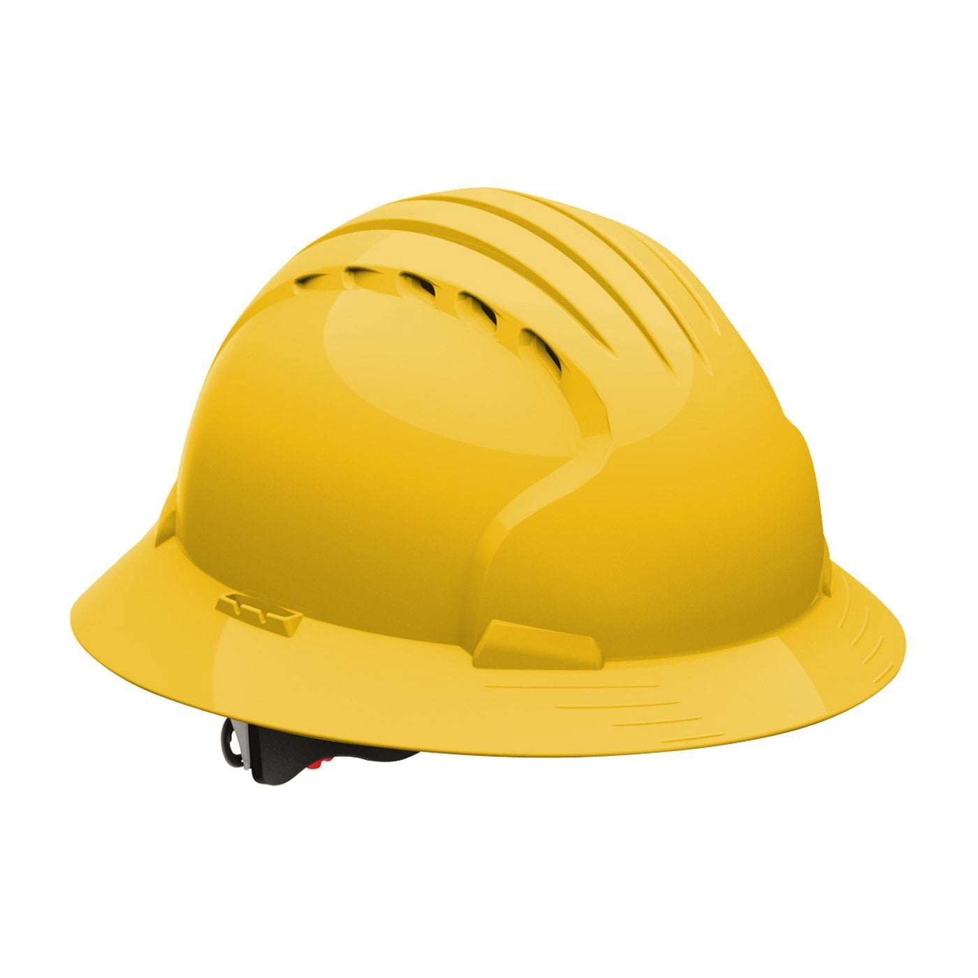 Evolution Deluxe 6161 280-EV6161-10 Full Brim Hard Hat with HDPE Shell, 6-Point Polyester Suspension and Wheel Ratchet Adjustment, Vented, Yellow