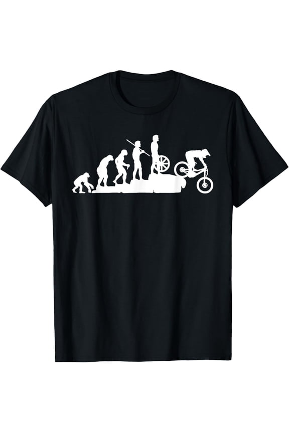 Evolution Downhill Mountain Bike MTB Mountain Biking T-Shirt men and women can wear, black, white, gifts