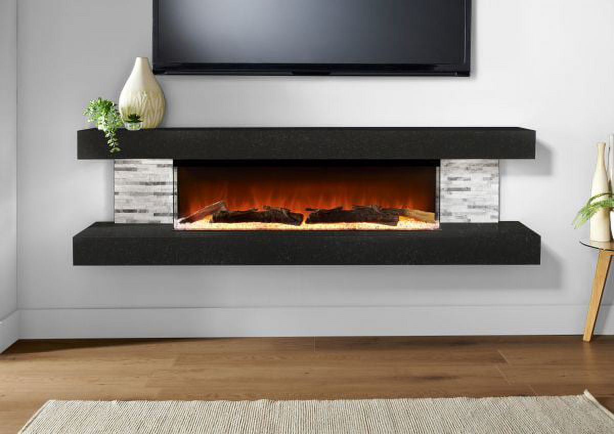 Evolution Fires 72'' Vegas Electric Fireplace Black Stone Panel