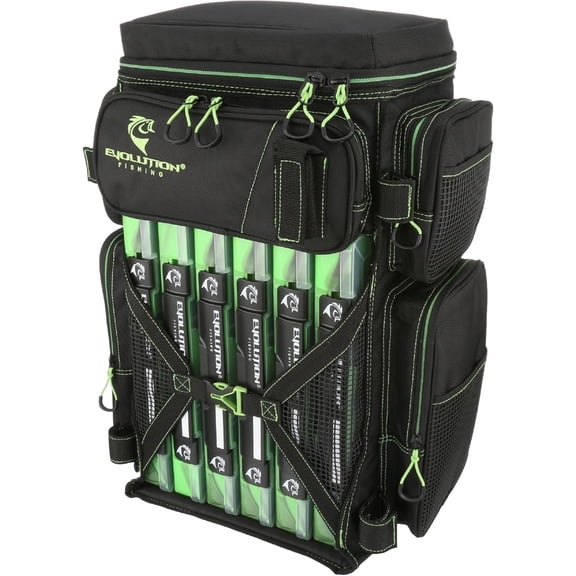 Evolution Fishing Drift Series Tackle Backpack – 3600, Outdoor Rucksack w/ 6 Fishing Tackle Trays, Heavy Duty