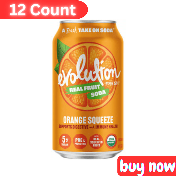 Evolution Fresh Orange Squeeze Functional Soda, 12 fl oz, 12-Count  Sparkling Citrus Beverage, Functional & Refreshing, Family Pack