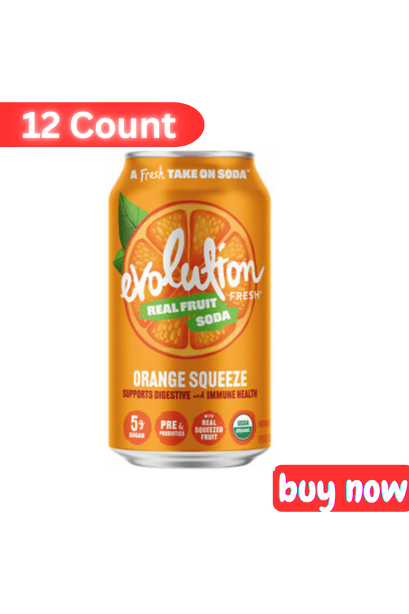 Fresh Orange Squeeze Functional Soda, 12 fl oz, 12-Count  Sparkling Citrus Beverage, Supports Wellness, Family Pack