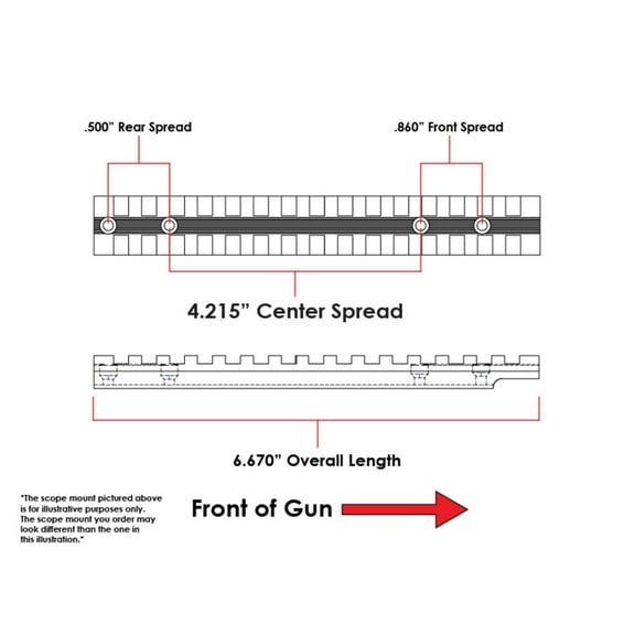 Evolution Gun Works Picatinny Rail Scope Mount, Ruger M-77, Long Action, 20 MOA, 6.670in, Aluminum, Matte Black