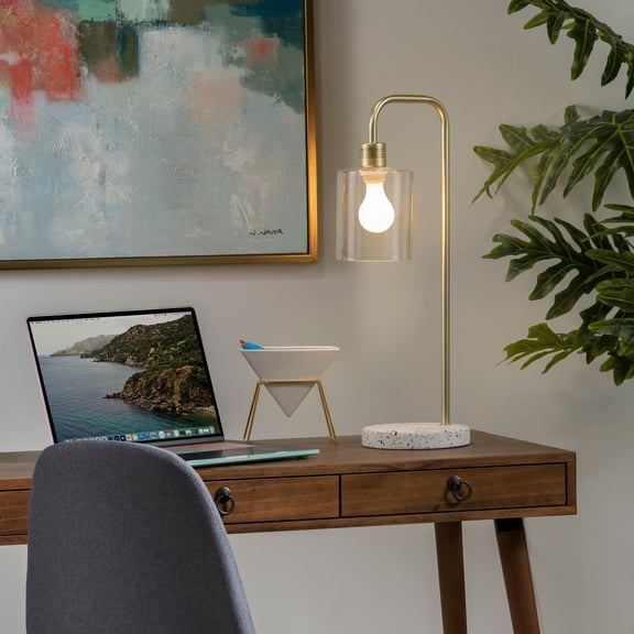 Evolution by Crestview Collection Kelsie Gold and Terrazzo Task Lamp - 9 x 7 x 22.75