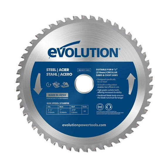 Evolution M210TCT-50CS | 8-1/4 In. | 50T | 1 In. Arbor | Mild Steel And Ferrous TCT Blade