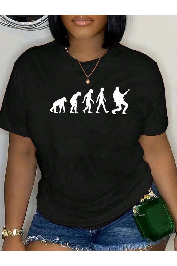 Evolution Of Man Guitar TShirt, Rock Shirt, Guitarist Tee Relaxed Fit Classic Comfort Cotton T-Shirt Women's Men's Graphic Tee Crew Neck summer vacation Tops