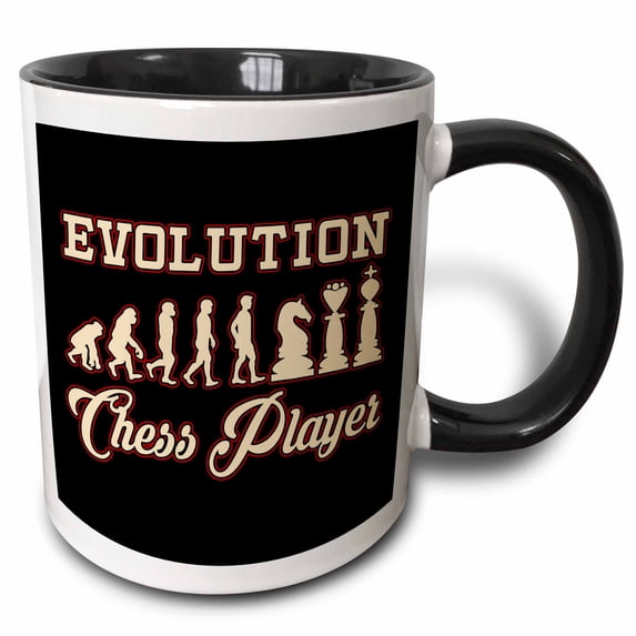 3drose, Evolution of Chess Player Casino Game, 15oz Two-tone Black Mug
