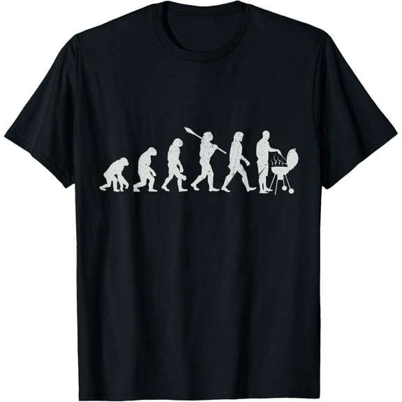 Evolution Of Grilling Human BBQ Lover Mens T-ShirtMen and women, Black T-shirt, size: Extra large