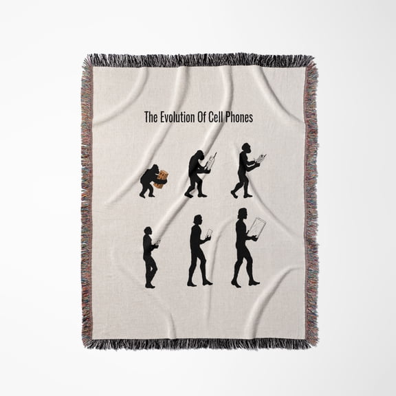 Evolution Of Man And Cellphone, Woven Blanket