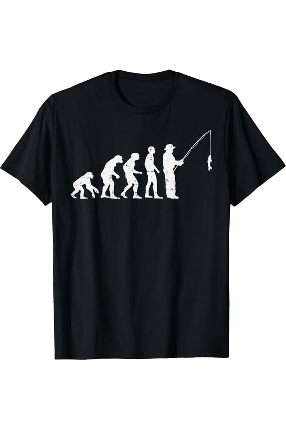 t-shirt Evolution Of Man Fishing Funny Angling Fisherman Angler Gift T-Shirt mens,black,women,funny,men,journey,Crew Neck, Short Sleeve,printing