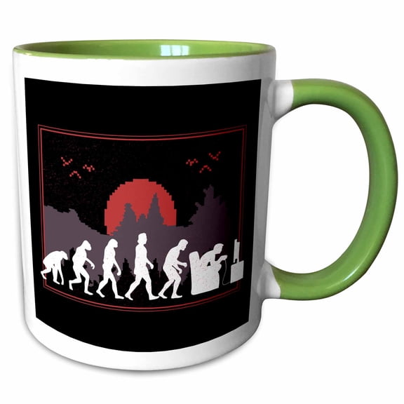 3drose, Evolution of Video Game Player Gaming Funny, 15oz Two-tone Green Mug