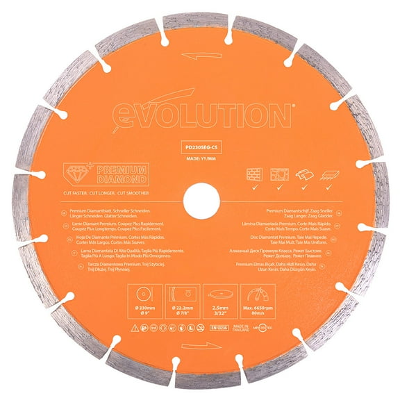 Evolution PD230SEG-CS | 9 In. | 7/8 In. Arbor | High Diamond Concentration | Segmented Diamond Blade