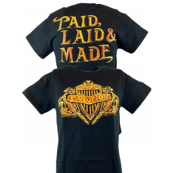 Evolution Paid Laid Made Triple H Batista Randy Orton T-shirt L