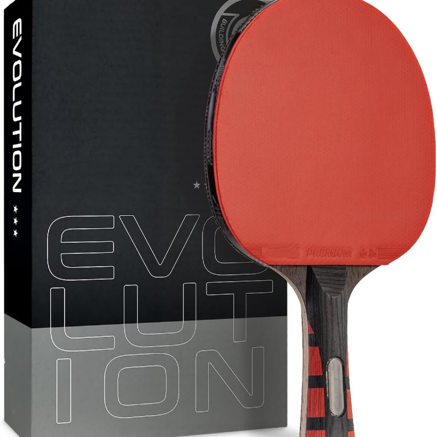 Evolution Performance Ping Pong Paddle - 6-ply Light Blade - 2mm Tournament-Approved Premium Sponge - Flared Handle for Next-Gen Grip & Control - Performance Table Tennis Racket