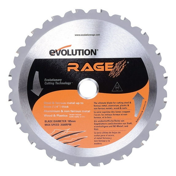 Evolution RAGEBLADE | 7-1/4 In. | 20T | 20mm Arbor | Multi-Material TCT Blade
