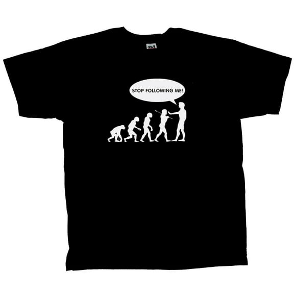 Evolution Short Sleeve T-shirt Stop Following Me Caveman-Black-Small
