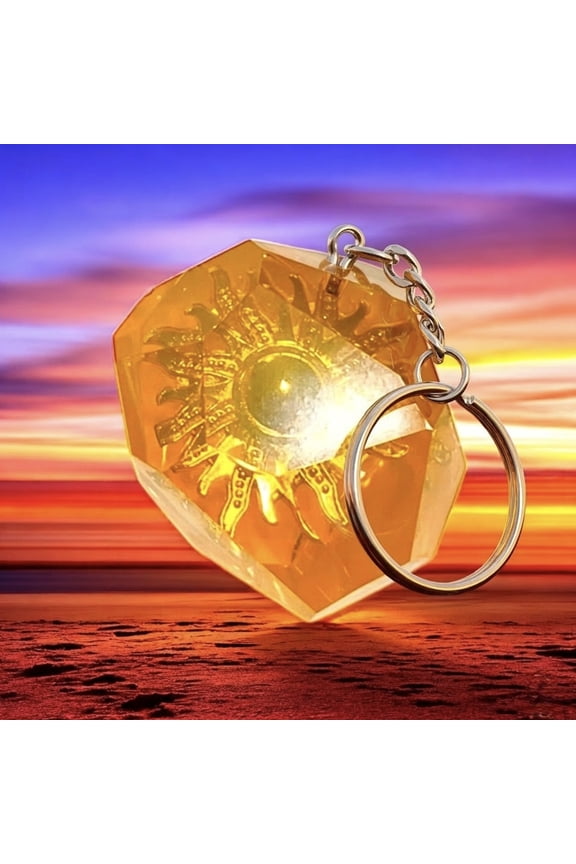 Evolution Sun Stone Keychain - TCG, Resin Prop, Custom Gift, Collectibles, Anime Fashion, Elemental