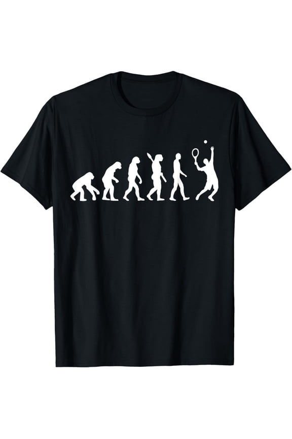 Evolution Tennis player T-Shirt men and women can wear, black, white, gifts