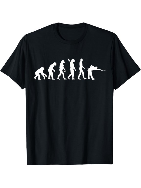 Evolution billiards T-Shirt men and women can wear, black, white, gifts