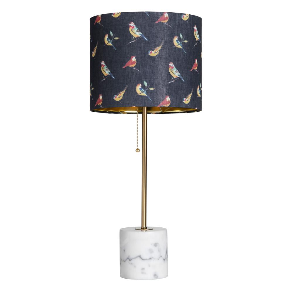 Isla 28" Black Linen Shade Table Lamp with Marble Base