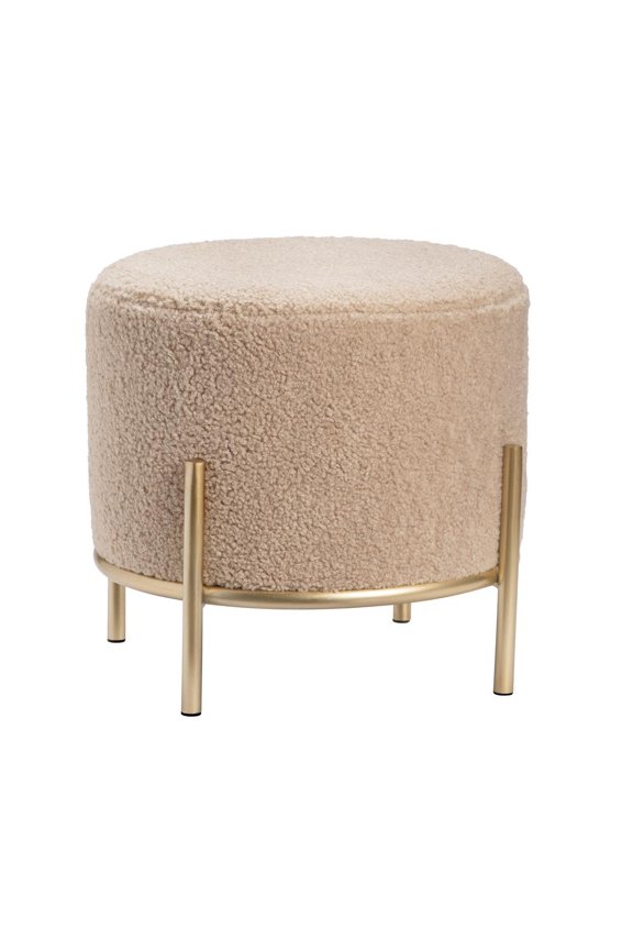 by Crestview Collection Zanella Sherpa Stool in Cream