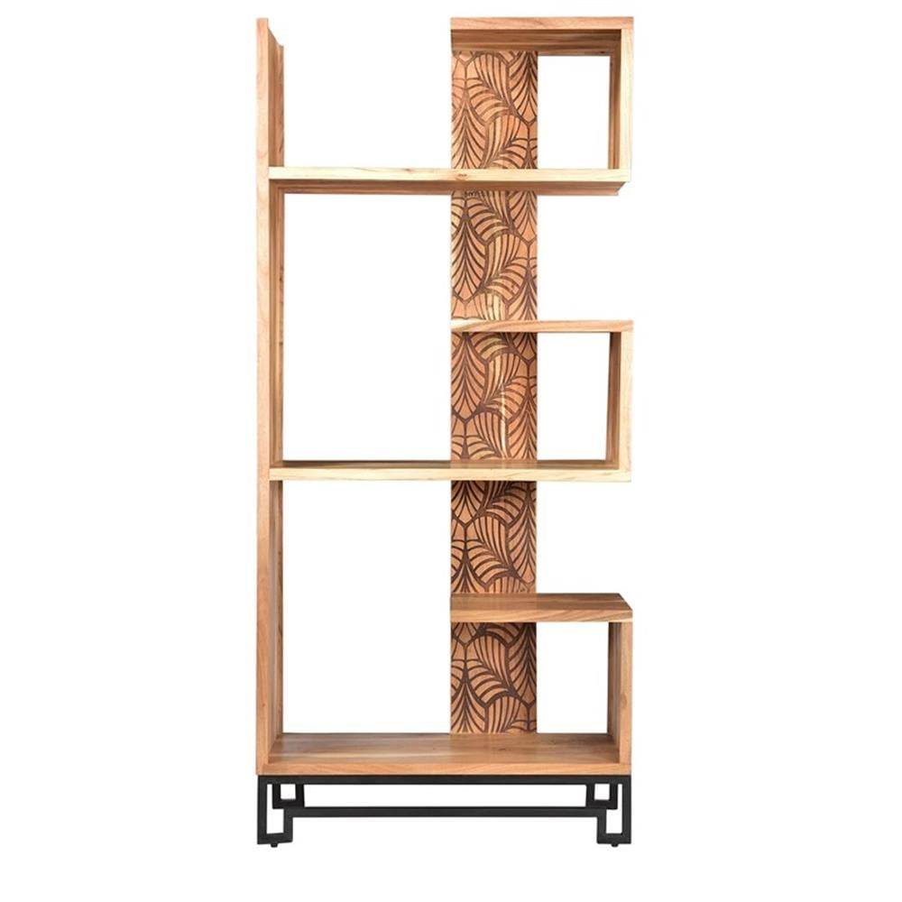 Evolution by Crestview Collection laser cut acacia wood bookcase in Brown
