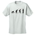 thumbnail image 1 of Evolution from a Monkey to a Man, Stop Following me Short Sleeve T-shirt-LightGray-Large, 1 of 4