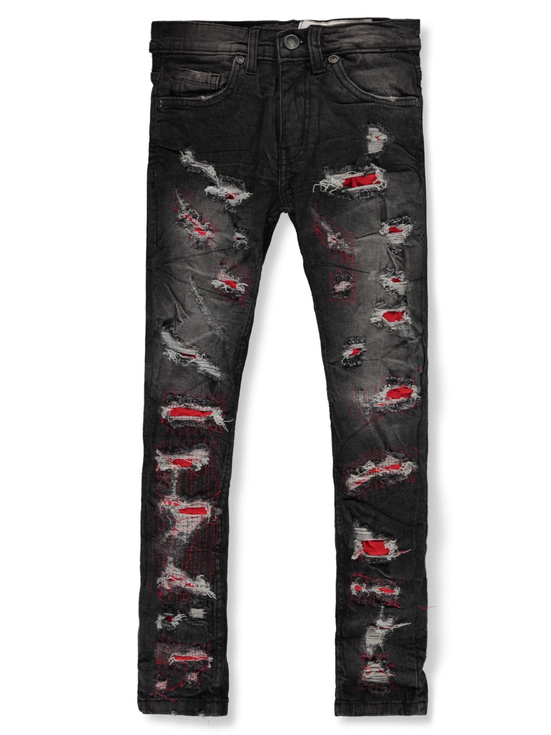Evolution in Design Boys' Bright Rip Slim Fit Jeans Color: black/red ...