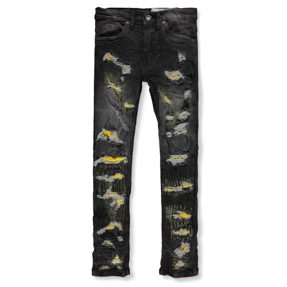 Evolution in Design Boys' Bright Rip Slim Fit Jeans Color: black/yellow Size: 3t