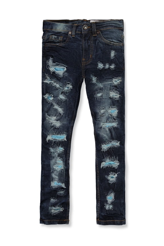 Boys' Bright Rip Slim Fit Jeans Color: blue Size: 16