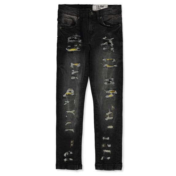 Evolution in Design Boys' Rip Jeans Color: black/yellow Size: 14