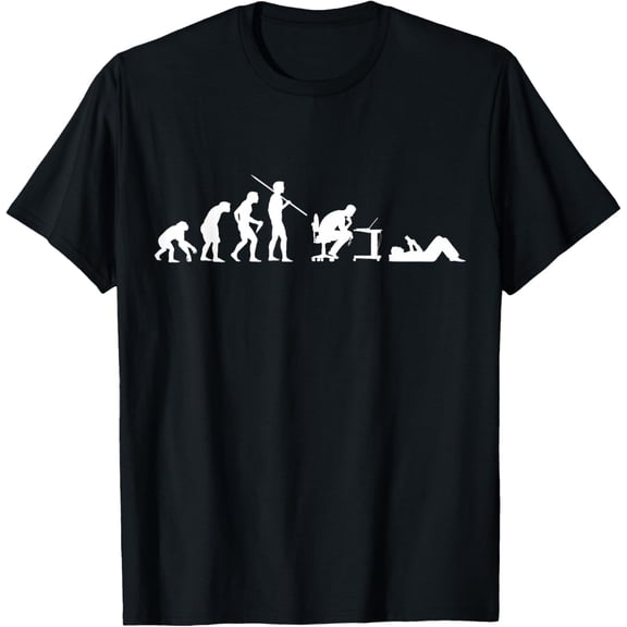 Evolution of Man Funny Geek Humor T-Shirt Mens Womens Kids