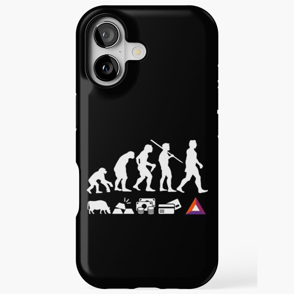 Evolution of Money Token Cryptocurrency Logo Artwork iPhone Case 17 through 11 Pro Max