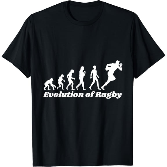 Evolution of Rugby T-Shirt men and women can wear, black, white, gifts