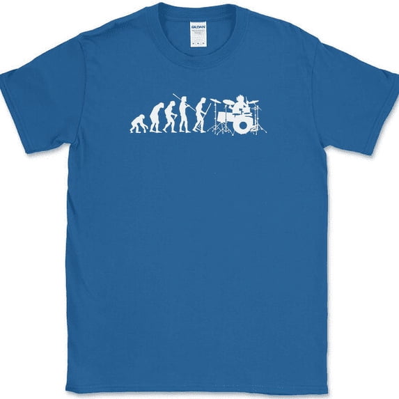Evolution of a Drummer T-Shirt Funny Music Man Band Group Hobby Tee - Royal Blue, S