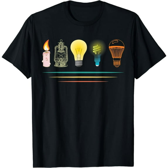 Evolution of light lighting electricity funny electrician T-Shirt