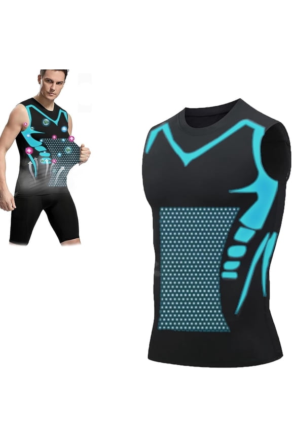 Evolv-Off Compression Shirt, V-Boost 2025 New Version Ionic Shaping Sleeveless Shirt for Men Build a Toned Body