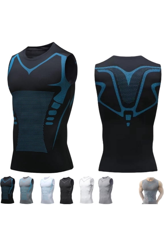 Men Shirt, 2026 New V Boost Shape Wear Shirt Men, Version Ionic Sleeveless Compression Shirts