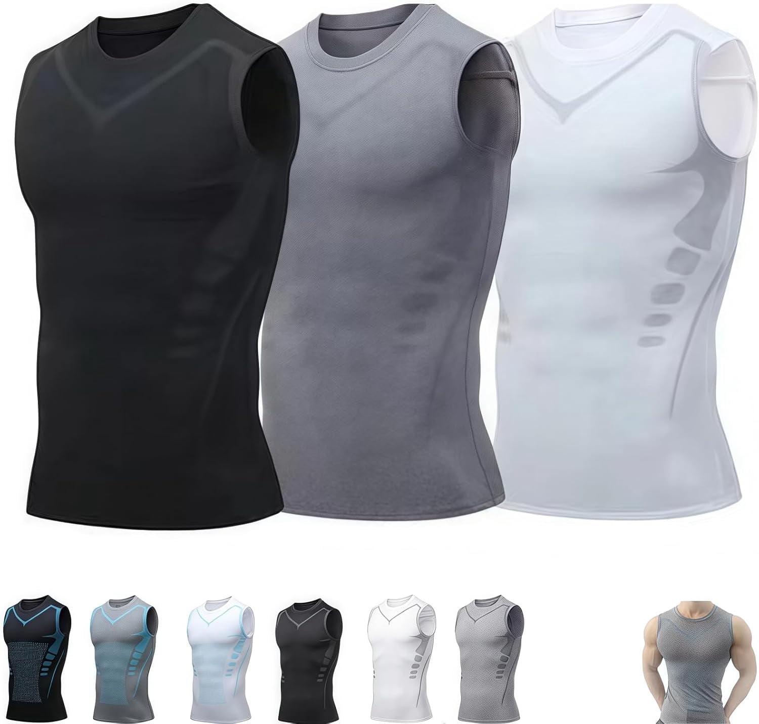Evolv V Boost Men's Shaping Shirt - Slimming Sleeveless Compression Vest To Tone Chest & Abs