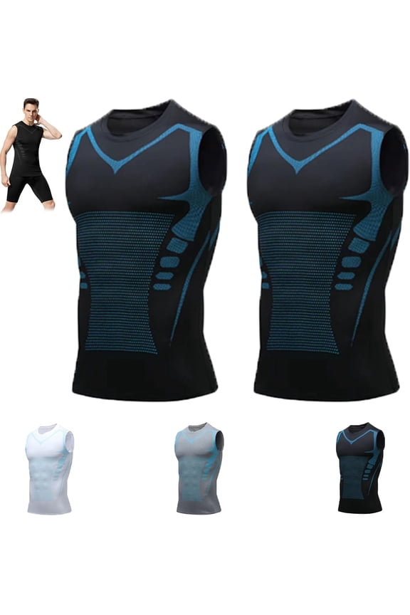 Evolv-V Men Compression Shirt,Version Ionic Shaping Sleeveless Shirt for Men to Build a Perfect Body
