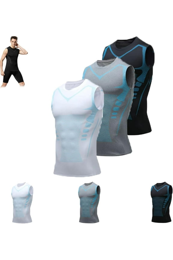 Evolv-V Men Compression Shirt,Version Ionic Shaping Sleeveless Shirt for Men to Build a Perfect Body