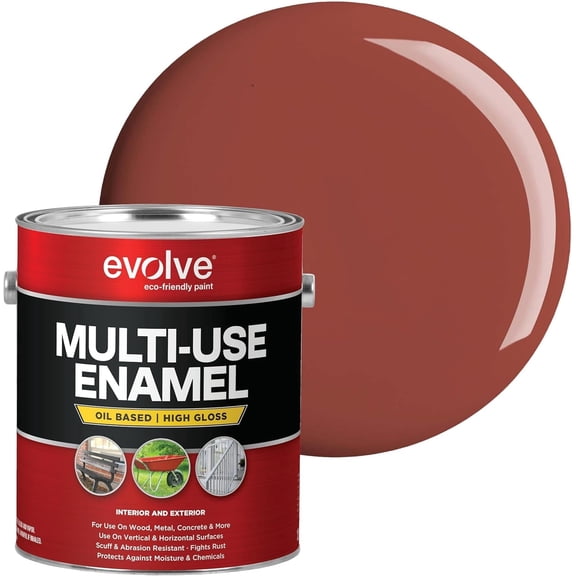 Evolve Alkyd Enamel Paint, Oil-Based Multi-Surface Interior & Exterior Paint for Wood, Metal & Concrete, Red Oxide Primer, 1 Gallon