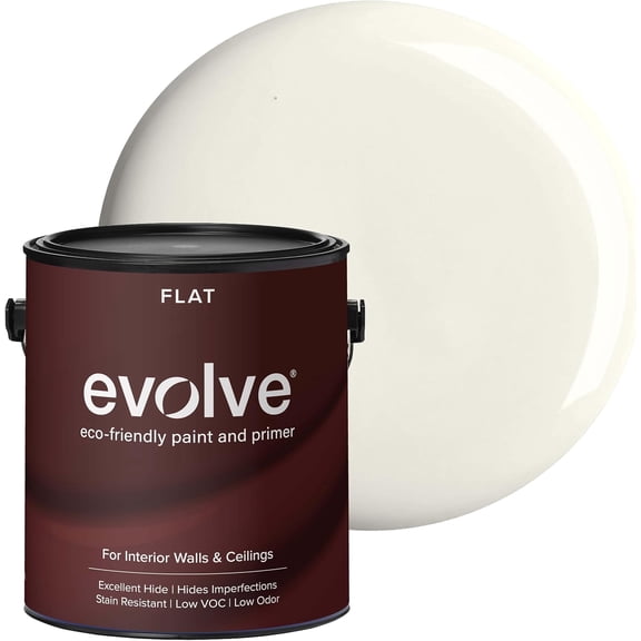 Evolve Alpine Cream Flat Interior Paint and Primer, Wall and Ceiling Paint with One-Coat Coverage, 1 gal