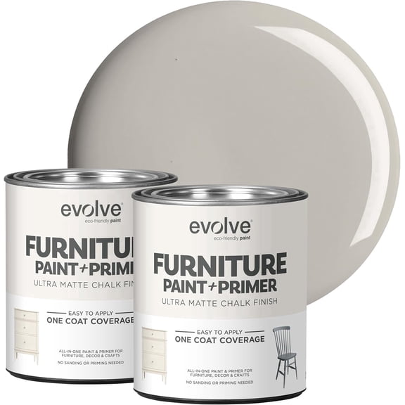 Evolve Ultra Matte Chalk Paint, Eco-Friendly Paint and Primer, Antique Gray, 30 fl oz, Pack of 2