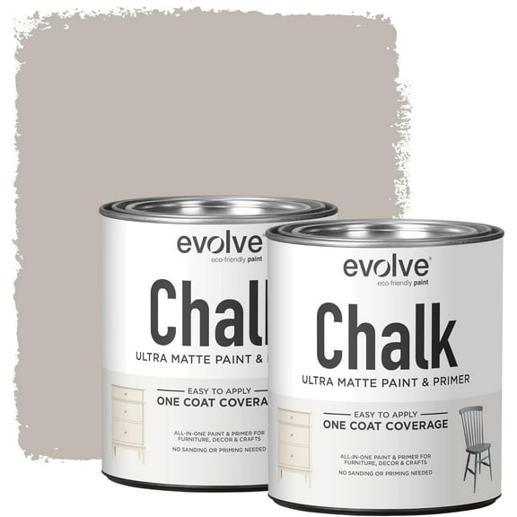 Evolve Ultra Matte Chalk Paint, Eco-Friendly Paint and Primer, Antique Gray, 30 fl oz, Pack of 2